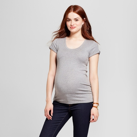 Maternity Almond-Neck T-Shirt #52-44 - Picture 1 of 2